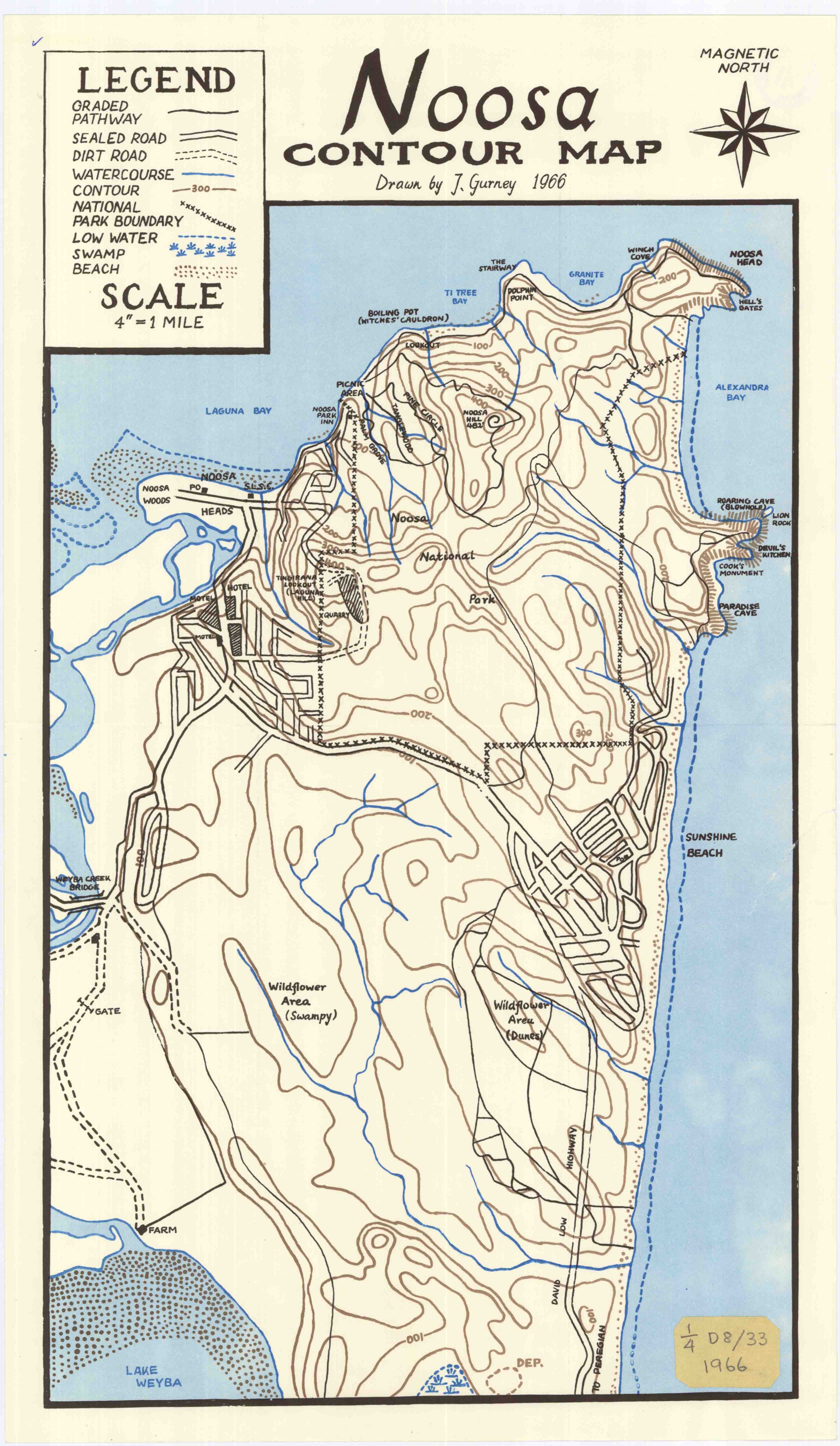 Topographic Map Sunshine Coast Noosa Contour Map, 1966 | Queensland Historical Atlas