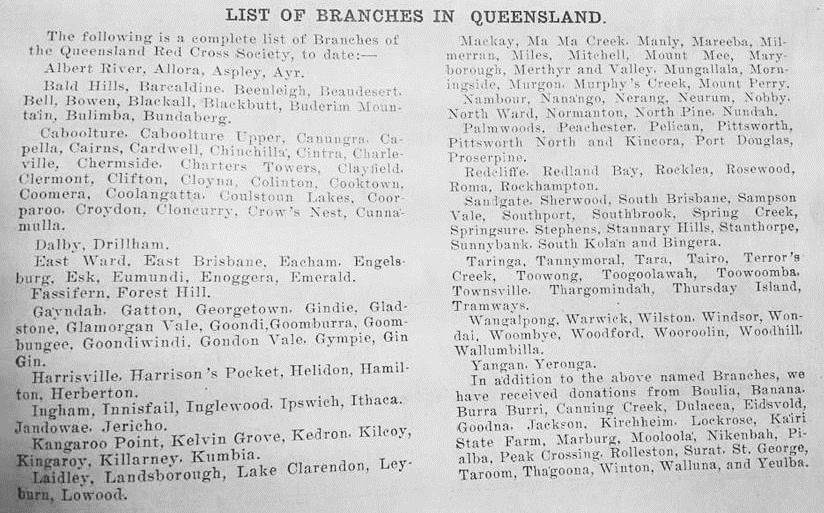 List of Red Cross branches in Queensland, 1915 | Queensland Historical ...