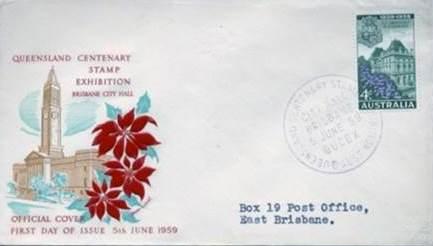 Envelope commemorating Queensland's sesqui-centenary, 1959