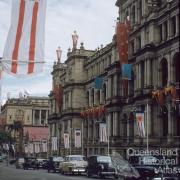 Decorations for the Queen's visit, Treasury Building, Brisbane, 1954