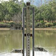 Flood marker, Fitzroy River, Rockhampton, 2009