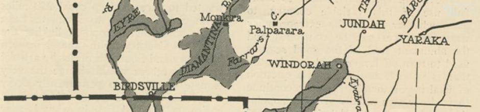 Map showing the flooded areas of the Channel Country, Walkabout, January 1952